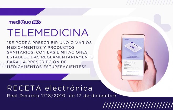 Receta médica electrónica privada mediQuo Pro web. Telemedicina. Médicos, Sector sanitario, confinamiento.