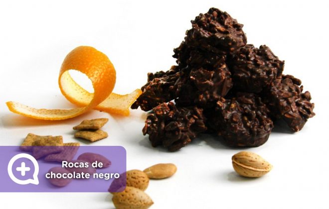 rocas de chocolate, receta, postre, almendras, sin azúcar, recetas fáciles. salud, nutrición, mediquo.