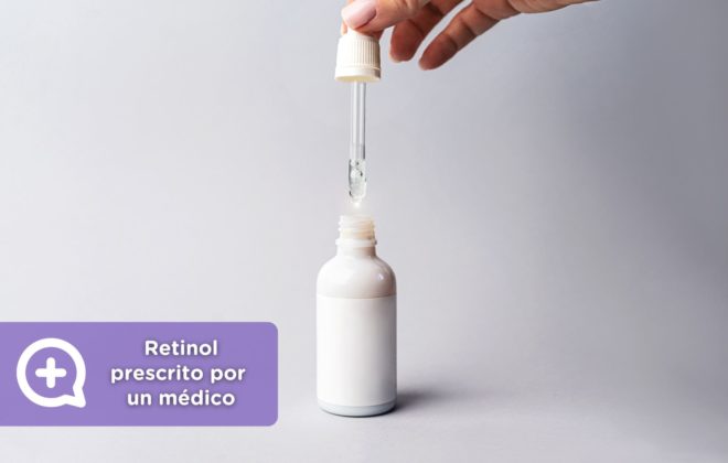 Retinol prescrito por un médico. clínica de la piel by mediquo. Tratamiento farmacológico para el acné. Receta.