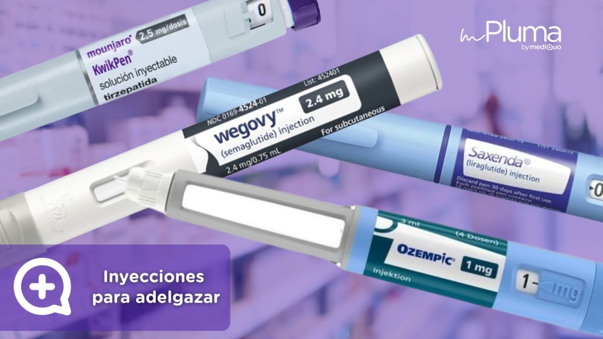 Inyecciones para adelgazar. Médicos para bajar de peso Método pluma. Mounjaro, Wegovy, Saxenda, Ozempic. Clínica Pérdida de peso. Consulta online. MediQuo. Liraglutida, semaglutida, tirzepatida.
