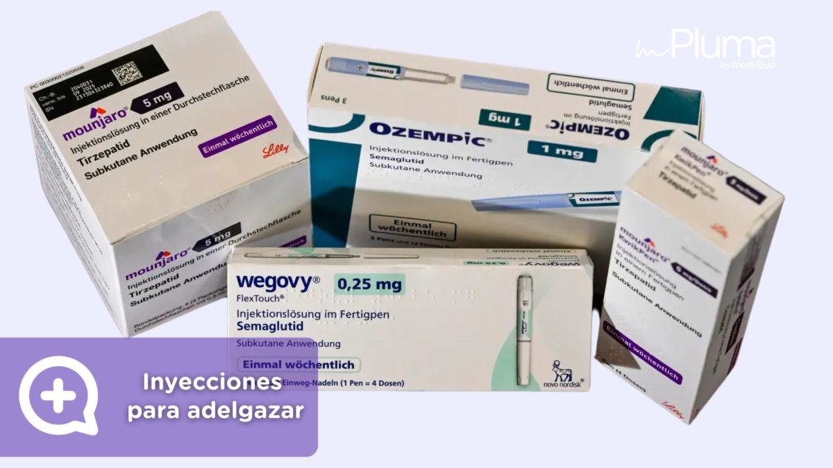 Inyecciones para adelgazar. Fármacos para perder peso Mounjaro Tirzepatida y Wegovy Semaglutida. Método pluma by mediQuo. Clínica Pérdida de peso by mediQuo. Inyecciones recetadas clínica pérdida de peso. Pierde peso con el método pluma. Clínica Pérdida de peso. Consulta online. MediQuo. Liraglutida, semaglutida, tirzepatida. Ozempic, Wegovy, Saxenda, Mounjaro. Clínica Pérdida de peso by mediQuo - Método pluma