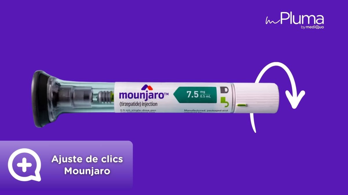 Ajuste de clics Mounjaro. ármacos para perder peso Mounjaro Tirzepatida y Wegovy Semaglutida. Método pluma by mediQuo. Clínica Pérdida de peso by mediQuo. Inyecciones recetadas clínica pérdida de peso. Pierde peso con el método pluma. Clínica Pérdida de peso. Consulta online. MediQuo. Liraglutida, semaglutida, tirzepatida. Ozempic, Wegovy, Saxenda, Mounjaro. Clínica Pérdida de peso by mediQuo - Método pluma