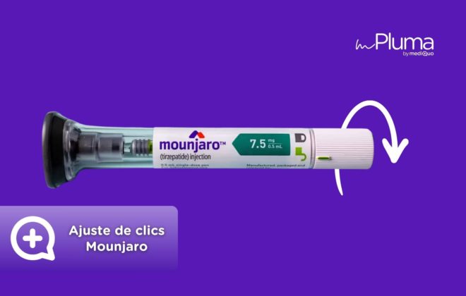 Ajuste de clics Mounjaro. ármacos para perder peso Mounjaro Tirzepatida y Wegovy Semaglutida. Método pluma by mediQuo. Clínica Pérdida de peso by mediQuo. Inyecciones recetadas clínica pérdida de peso. Pierde peso con el método pluma. Clínica Pérdida de peso. Consulta online. MediQuo. Liraglutida, semaglutida, tirzepatida. Ozempic, Wegovy, Saxenda, Mounjaro. Clínica Pérdida de peso by mediQuo - Método pluma