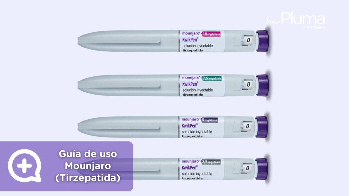 Guía de uso Mounjaro (Tirzepatida). Inyecciones para adelgazar. Fármacos para perder peso Mounjaro Tirzepatida y Wegovy Semaglutida. Método pluma by mediQuo. Clínica Pérdida de peso by mediQuo. Inyecciones recetadas clínica pérdida de peso. Pierde peso con el método pluma. Clínica Pérdida de peso. Consulta online. MediQuo. Liraglutida, semaglutida, tirzepatida. Ozempic, Wegovy, Saxenda, Mounjaro. Clínica Pérdida de peso by mediQuo - Método pluma